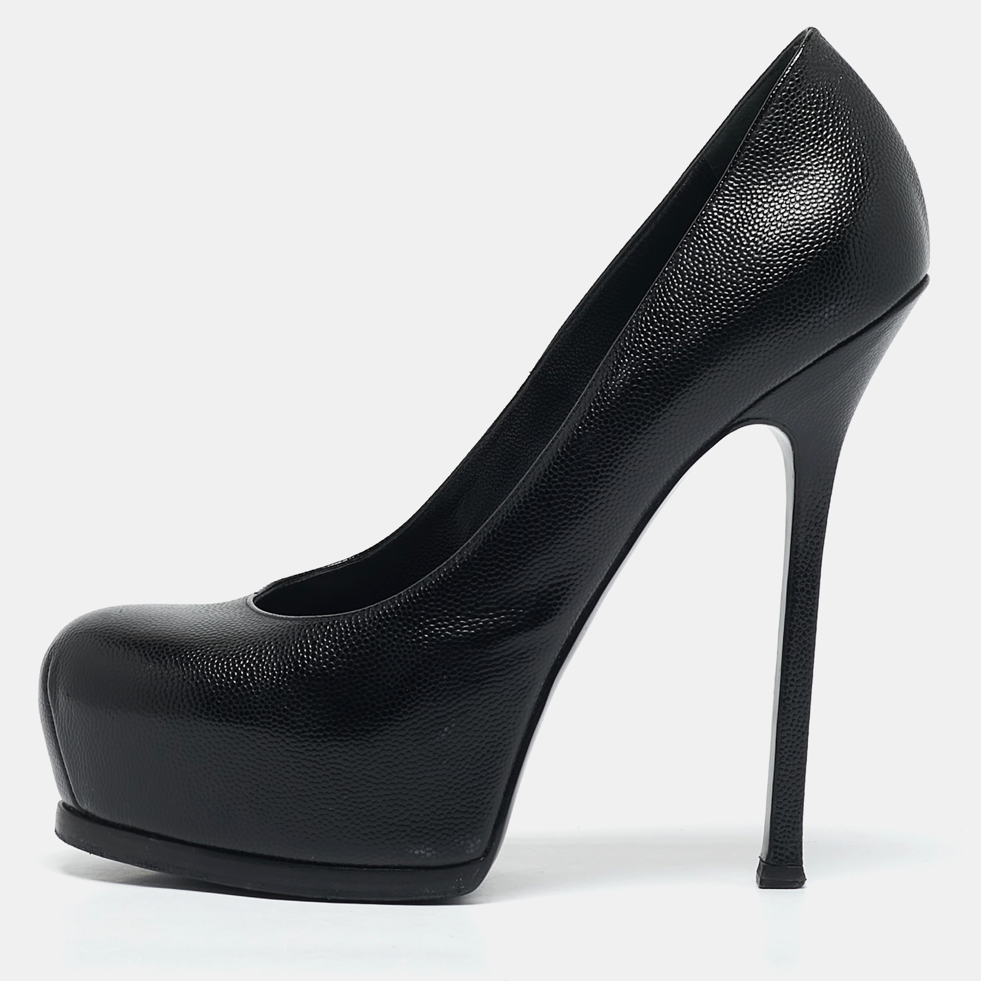 Saint Laurent Black Leather Tribtoo Platform Pumps Size 40, Pumps - Luxury Closet catalog