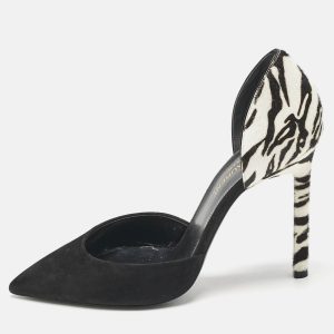 Saint Laurent Black/White Calf Hair and Suede Anja D'orsay Pumps Size 36, Pumps - Luxury Closet catalog