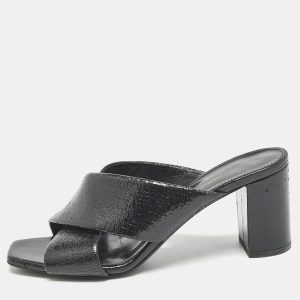 Saint Laurent Black Leather Loulou Cross Strap Slide Sandals Size 36, Sandals - Luxury Closet catalog