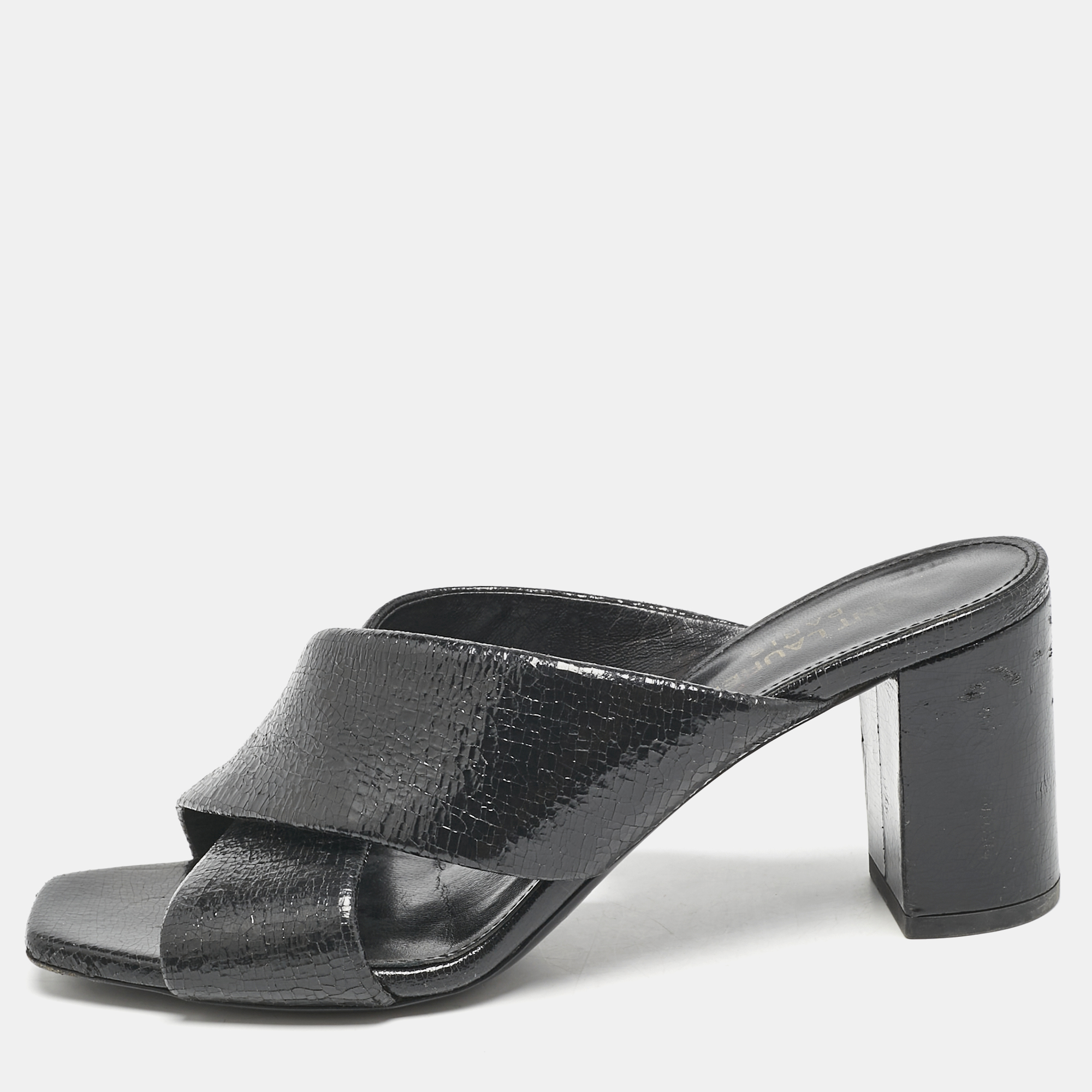 Saint Laurent Black Leather Loulou Cross Strap Slide Sandals Size 36, Sandals - Luxury Closet catalog