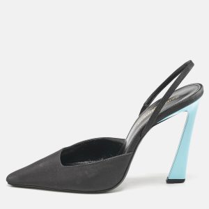 Saint Laurent Black/Blue Fabric Blade Slingback Pumps Size 38, Pumps - Luxury Closet catalog