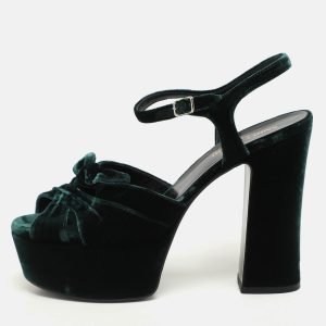 Saint Laurent Green Velvet Candy Bow Platform Sandals Size 39, Sandals - Luxury Closet catalog