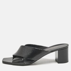 Saint Laurent Black Texture Leather Loulou Criss Cross Mules Size 41, Sandals - Luxury Closet catalog