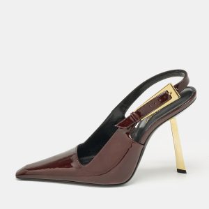 Saint Laurent Dark Burgundy Patent Leather Lee Slingback Pumps Size 39, Pumps - Luxury Closet catalog