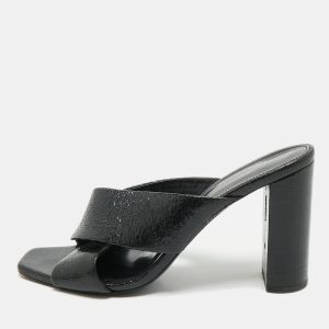 Saint Laurent Black Leather Loulou Criss Cross Block Heel Sandals Size 40, Sandals - Luxury Closet catalog