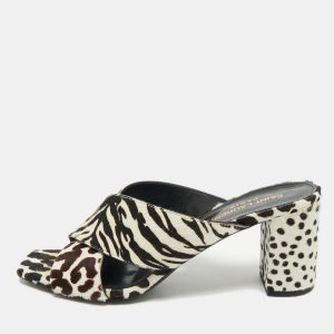 Saint Laurent Brown/White Calfhair Loulou Slide Sandals Size 38, Sandals - Luxury Closet catalog