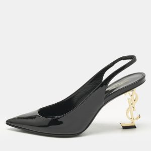 Saint Laurent Black Patent Leather Opyum Slingback Pumps Size 37, Pumps - Luxury Closet catalog