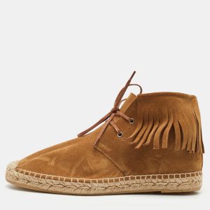 Saint Laurent Brown Suede Fringe Espadrille Lace Up Sneaker Boots Size 37, Boots - Luxury Closet catalog