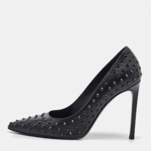 Saint Laurent Black Leather Studded Pointed Toe Pumps Size 38, Pumps - Luxury Closet catalog