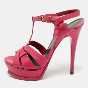 Saint Laurent Purple Leather Ankle Strap Sandals Size 37.5, Sandals - Luxury Closet catalog
