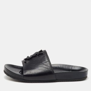 Saint Laurent Black Leather Joan Flat Slide Sandals Size 37, Sandals - Luxury Closet catalog