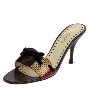 Saint Laurent Multicolor Snakeskin Bow Slide Sandals Size 36, Sandals - Luxury Closet catalog