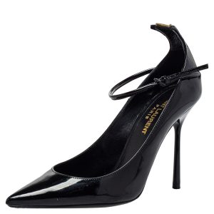 Saint Laurent Black Patent Leather Ankle Strap Pumps Size 35, Pumps - Luxury Closet catalog