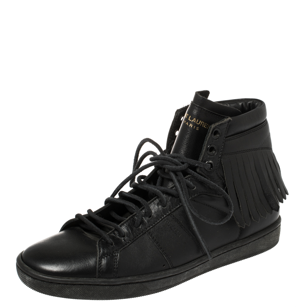 Saint Laurent Black Leather Classic Court Fringe Sneakers Size 36, Athletic Shoes & Sneakers - Luxury Closet catalog