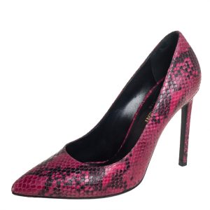 Saint Laurent Two Tone Python Embossed Leather Pointed Toe Pumps Size 38, Pumps - Luxury Closet catalog
