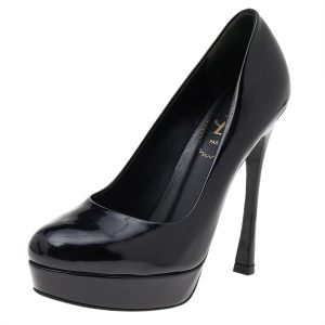 Saint Laurent Black Leather Round Toe Platform Pumps Size 36.5, Pumps - Luxury Closet catalog