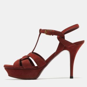 Saint Laurent Red Suede Tribute Platform Sandals Size 40, Sandals - Luxury Closet catalog