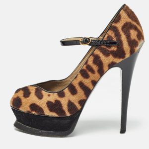 Saint Laurent Black/Brown Calf Hair Animal Print Pumps Size 36, Pumps - Luxury Closet catalog