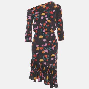 Saloni Silk Ruffled Asymmetric Midi Dress S, Dresses - Luxury Closet catalog