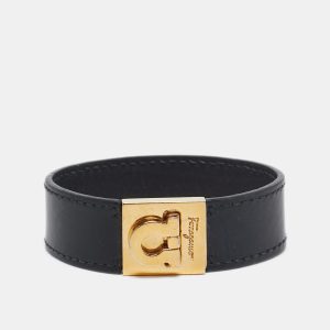 Salvatore Ferragamo Gancini Black Leather Gold Tone Bracelet, Jewelry - Luxury Closet catalog