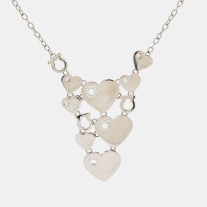 Salvatore Ferragamo Hearts Crystals Silver Tone Necklace, Jewelry - Luxury Closet catalog