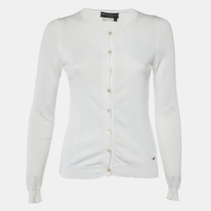 Salvatore Ferragamo Ivory Cotton Knit Button Front Cardigan XS, Sweaters & Cardigans - Luxury Closet catalog