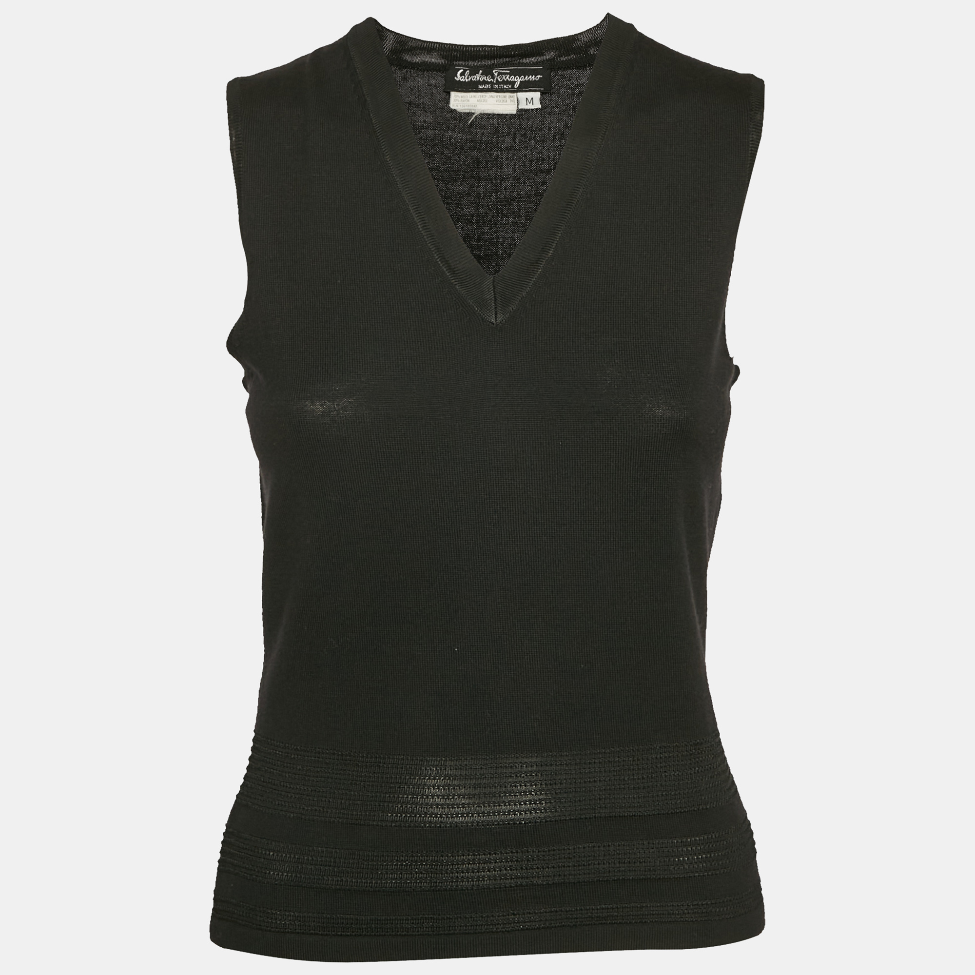 Salvatore Ferragamo Black Wool Knit Sweater Vest M, Sweaters & Cardigans - Luxury Closet catalog