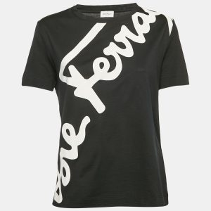 Salvatore Ferragamo Black Logo Print Cotton Crew Neck T-Shirt L, Shirts & Tops - Luxury Closet catalog