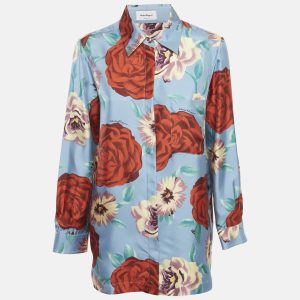Salvatore Ferragamo Blue Rose Print Silk Long Sleeve Shirt M, Shirts & Tops - Luxury Closet catalog