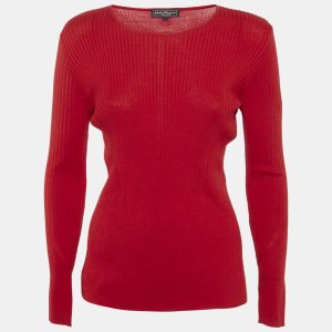 Salvatore Ferragamo Red Cashmere & Silk Knit Jumper L, Sweaters & Cardigans - Luxury Closet catalog