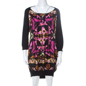 Salvatore Ferragamo Multicolor Printed Silk and Knit Long Sleeve Dress S, Dresses - Luxury Closet catalog