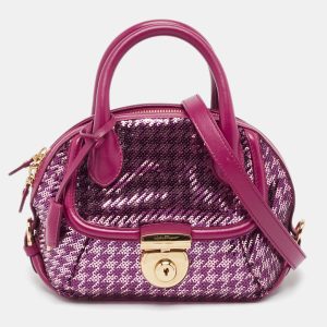 Salvatore Ferragamo Burgundy Sequins and Leather Fiamma Satchel, Satchels - Luxury Closet catalog