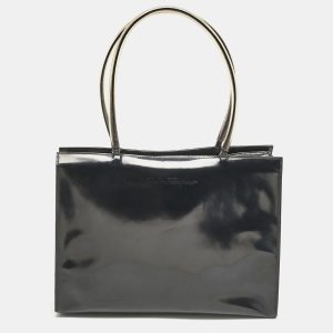 Salvatore Ferragamo Black/Clear Patent Leather and PVC Satchel, Satchels - Luxury Closet catalog