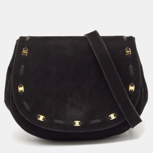 Salvatore Ferragamo Black Suede Logo Flap Crossbody Bag, Handbags - Luxury Closet catalog
