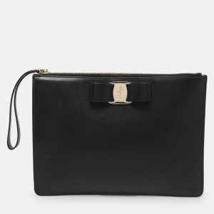 Salvatore Ferragamo Black Leather Vara Bow Wristlet Clutch, Clutches & Special Occasion Bags - Luxury Closet catalog