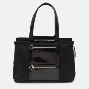 Salvatore Ferragamo Black Leather and Nylon Ganici Pocket Tote, Tote Handbags - Luxury Closet catalog