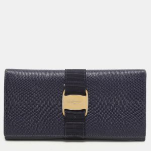 Salvatore Ferragamo Indigo Lizard Leather Vara Bow Continental Wallet, Wallets & Money Clips - Luxury Closet catalog