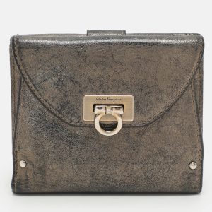 Salvatore Ferragamo Metallic Leather Classic Mediterraneo French Wallet, Handbags - Luxury Closet catalog