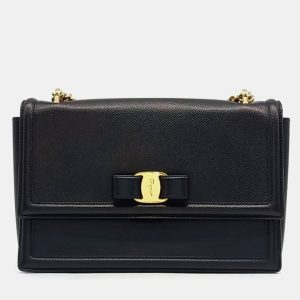 Salvatore Ferragamo Black Leather Barazini Crossbody Bag, Handbags - Luxury Closet catalog