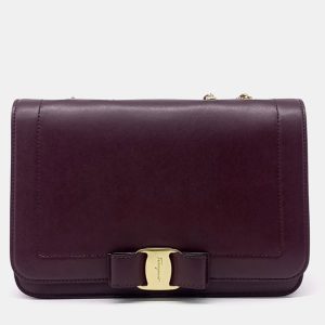 Salvatore Ferragamo Burgundy Leather Vara shoulder bag, Shoulder Bags - Luxury Closet catalog