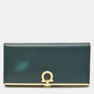 Salvatore Ferragamo Green Leather Gancio Clasp Continental Wallet, Wallets & Money Clips - Luxury Closet catalog