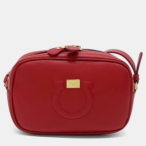 Salvatore Ferragamo Red Leather Gancini Crossbody Bag, Handbags - Luxury Closet catalog