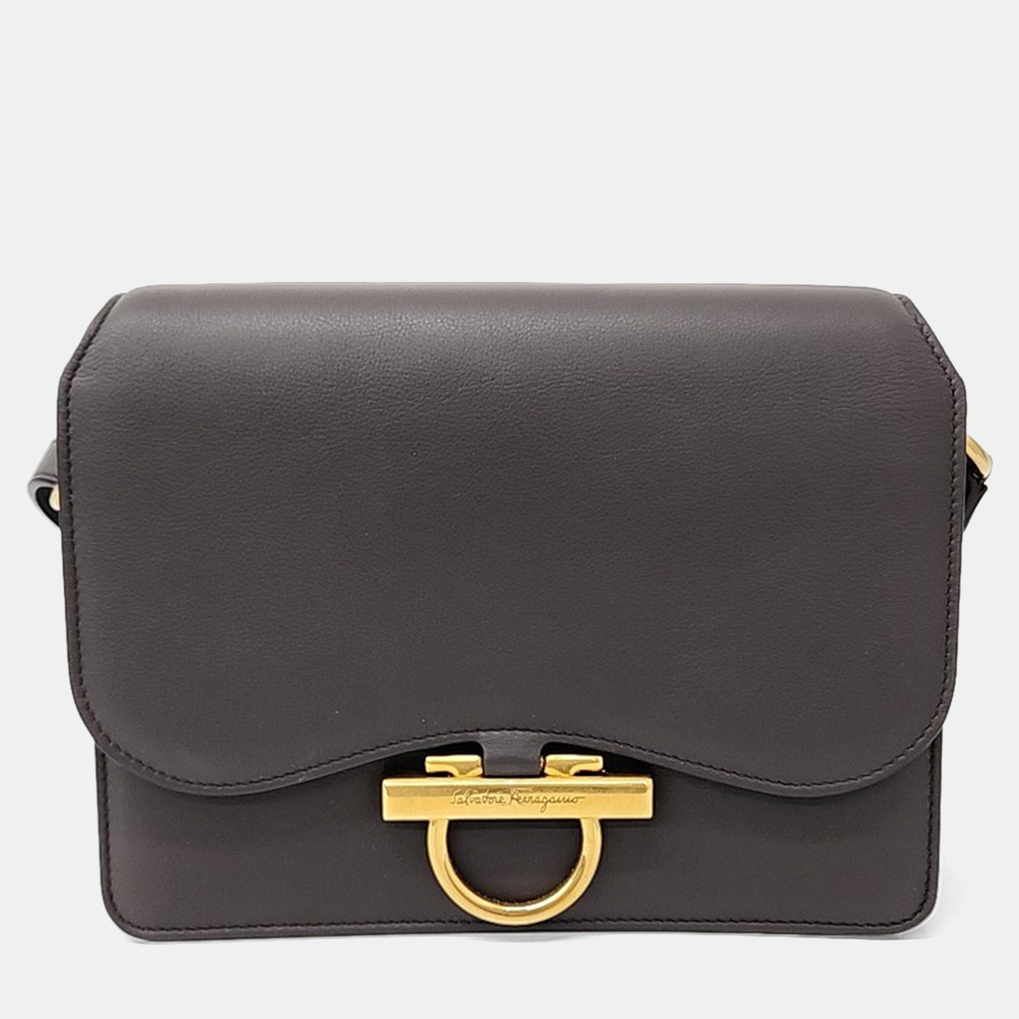 Salvatore Ferragamo Brown Leather Joan Crossbody Bag, Handbags - Luxury Closet catalog