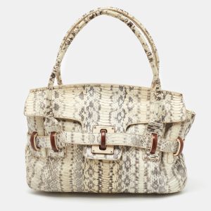 Salvatore Ferragamo White/Grey Python Apollonia Bag, Shoulder Bags - Luxury Closet catalog