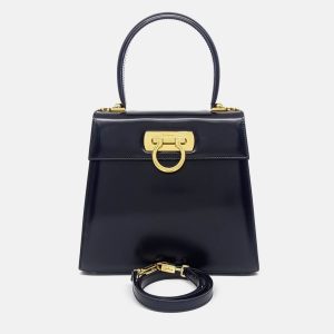 Salvatore Ferragamo Black Leather Medium Kelly Bag, Satchels - Luxury Closet catalog