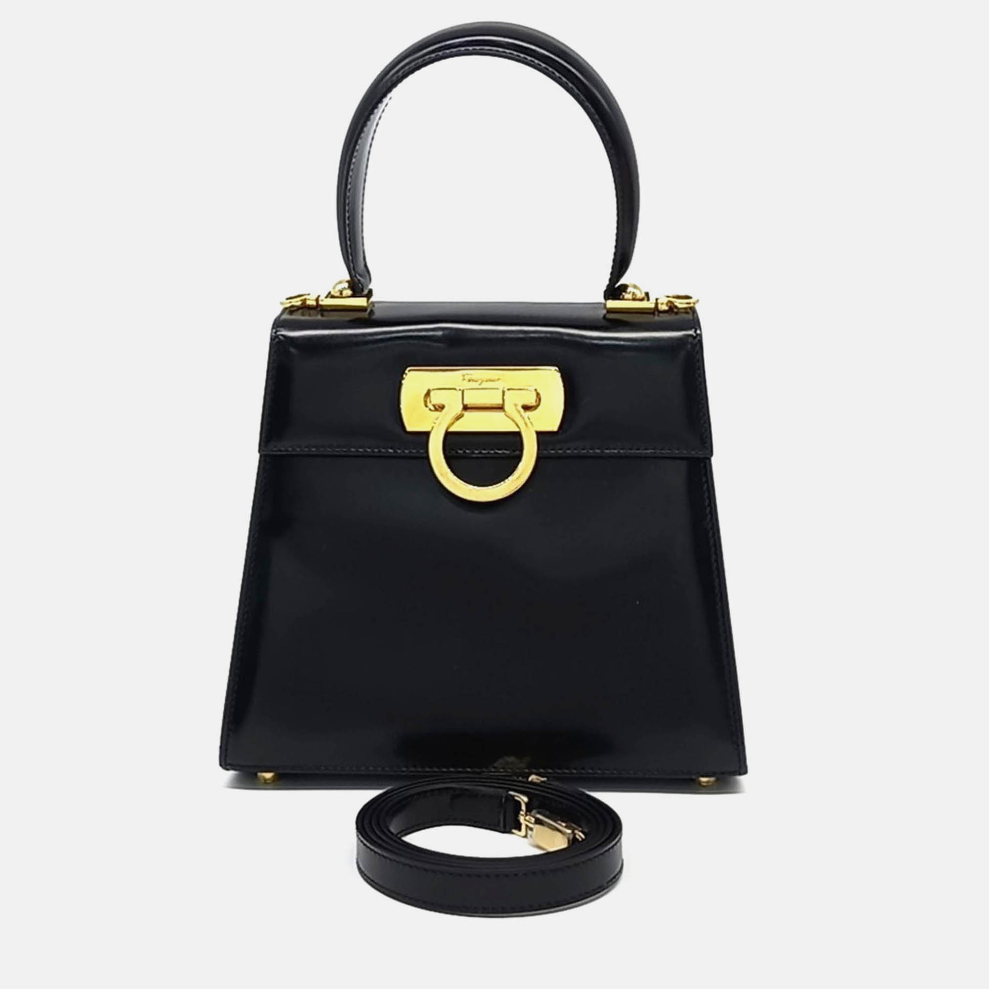 Salvatore Ferragamo Black Leather Kelly Bag Small, Satchels - Luxury Closet catalog