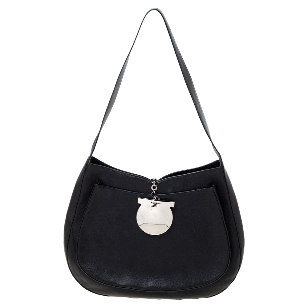 Salvatore Ferragamo Black Leather Hobo, Shoulder Bags - Luxury Closet catalog