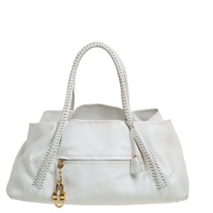 Salvatore Ferragamo White Leather Front Pocket Satchel, Satchels - Luxury Closet catalog