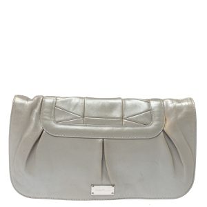 Salvatore Ferragamo Grey Pleated Leather Oversized Clutch, Clutches & Special Occasion Bags - Luxury Closet catalog