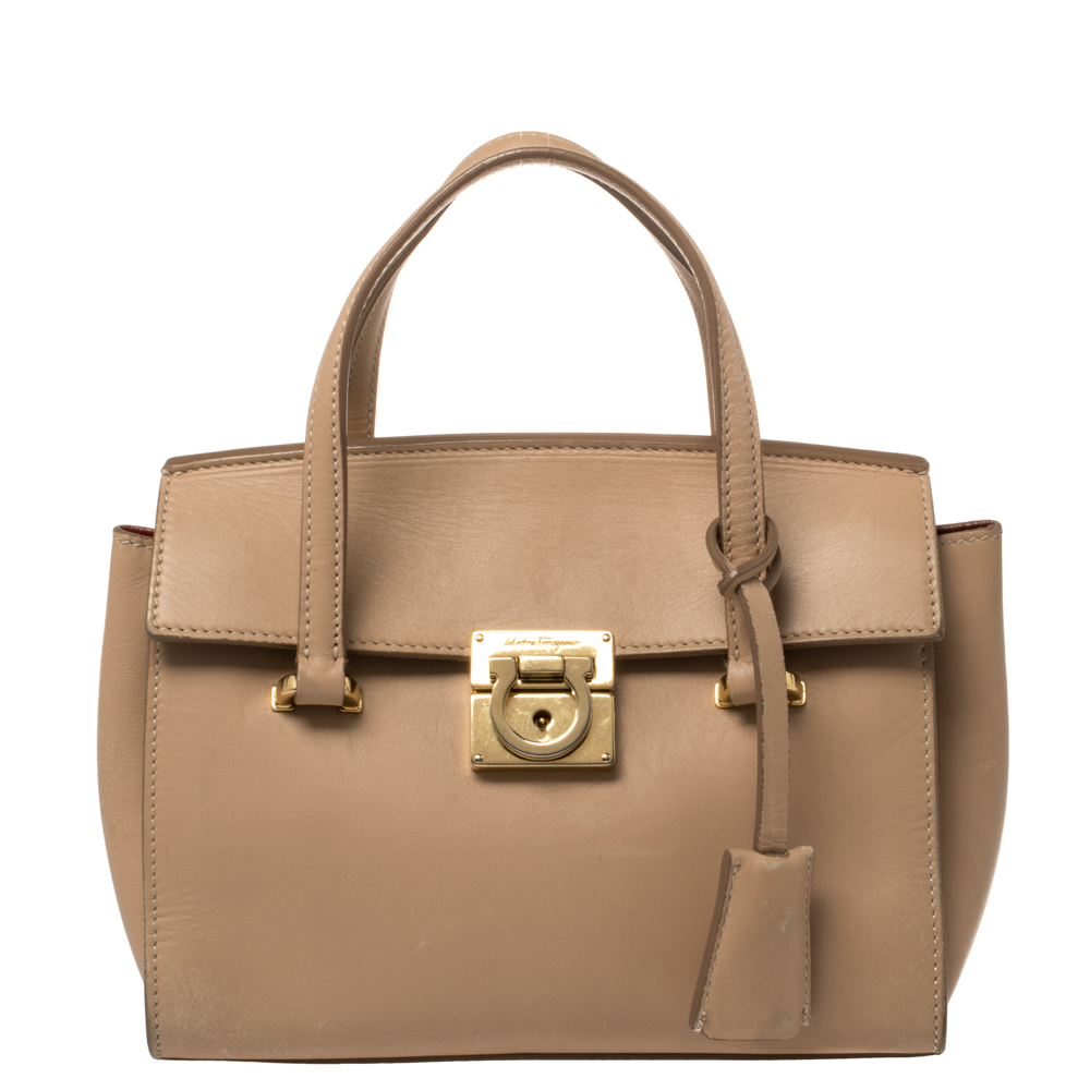 Salvatore Ferragamo Beige Leather Mara Satchel, Satchels - Luxury Closet catalog
